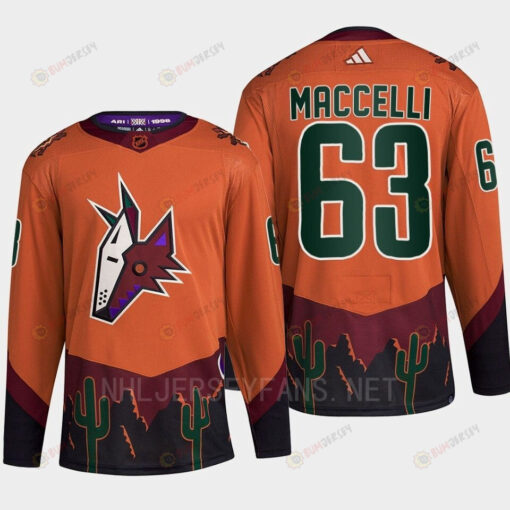 Arizona Coyotes 2022 Reverse Retro 2.0 Matias Maccelli 63 Orange Primegreen Jersey Men's