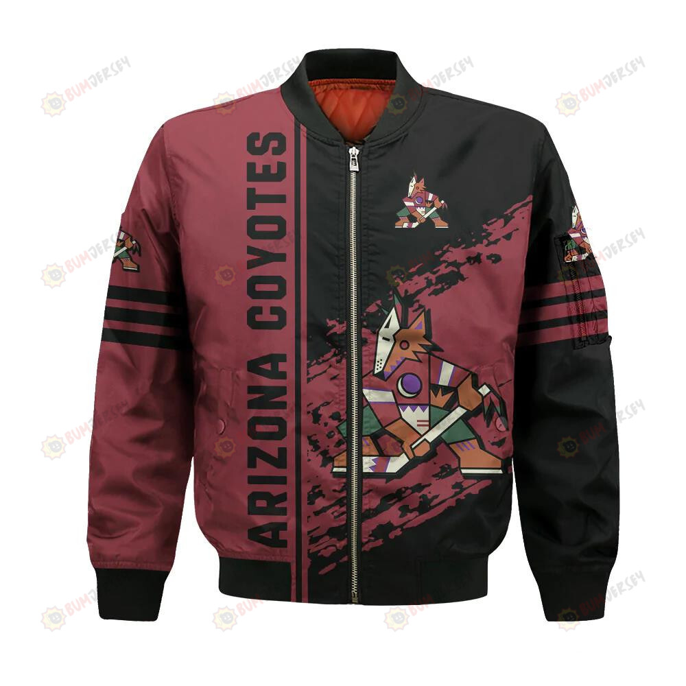 Arizona Coyotes Bomber Jacket 3D Printed Logo Pattern In Team Colours