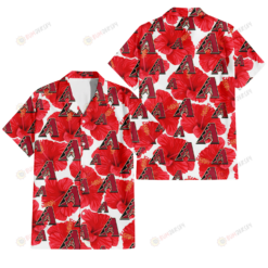 Arizona Diamondbacks Big Red Hibiscus White Background 3D Hawaiian Shirt
