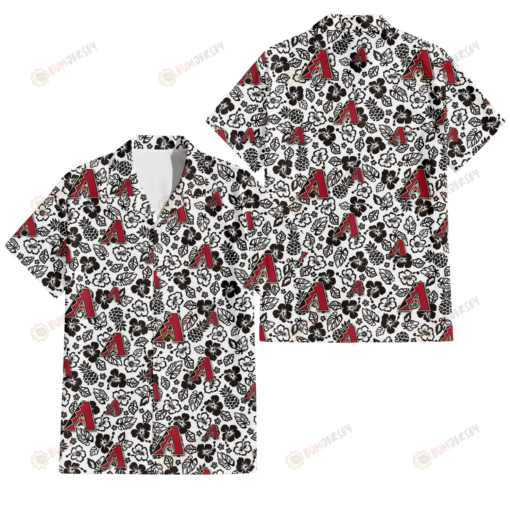 Arizona Diamondbacks Black And White Hibiscus Leaf White Background 3D Hawaiian Shirt