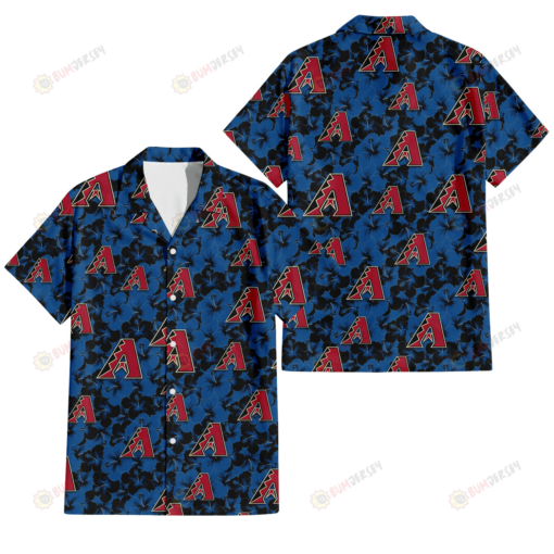 Arizona Diamondbacks Black Dark Blue Hibiscus Black Background 3D Hawaiian Shirt