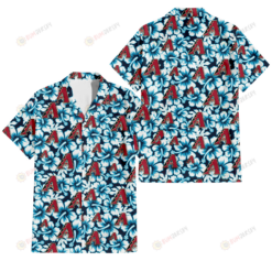 Arizona Diamondbacks Blue Line White Hibiscus Black Background 3D Hawaiian Shirt