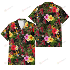 Arizona Diamondbacks Colorful Hibiscus Green Leaf Back Background 3D Hawaiian Shirt