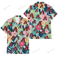 Arizona Diamondbacks Colorful Sketch Hibiscus Dark Green Background 3D Hawaiian Shirt