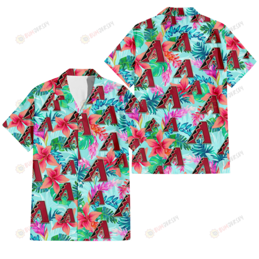 Arizona Diamondbacks Coral Porcelain Flower Violet Orchid Light Blue Background 3D Hawaiian Shirt