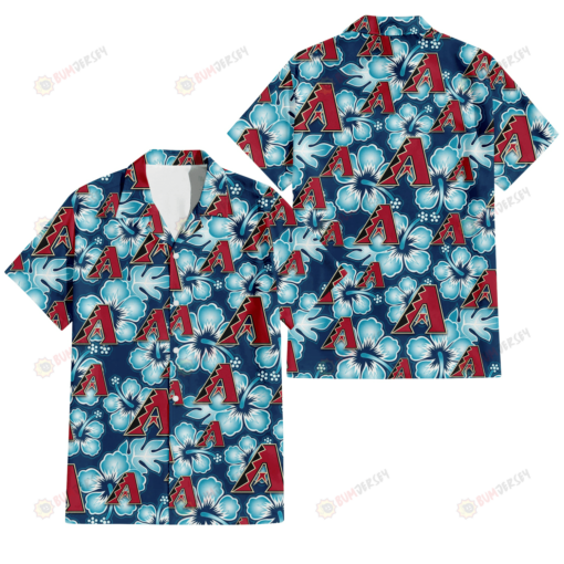 Arizona Diamondbacks Dark Turquoise Hibiscus Navy Background 3D Hawaiian Shirt