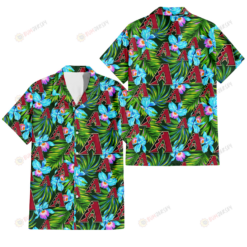 Arizona Diamondbacks Electro Color Hibiscus Black Background 3D Hawaiian Shirt