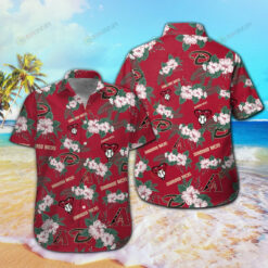 Arizona Diamondbacks Floral & Leaf Pattern Curved Hawaiian Shirt In Red