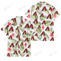 Arizona Diamondbacks Light Salmon Hibiscus Green Leaf White Background 3D Hawaiian Shirt