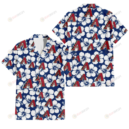 Arizona Diamondbacks Modern White Hibiscus Navy Background 3D Hawaiian Shirt