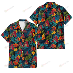 Arizona Diamondbacks Orange Yellow Green Leaf Black Background 3D Hawaiian Shirt