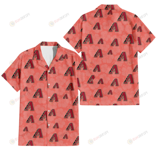 Arizona Diamondbacks Peach Puff Hibiscus Tomato Orange Background 3D Hawaiian Shirt