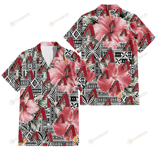 Arizona Diamondbacks Pink Hibiscus Black Pattern White Background 3D Hawaiian Shirt