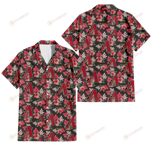 Arizona Diamondbacks Pink Hibiscus Orchid Brown Background 3D Hawaiian Shirt