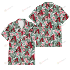 Arizona Diamondbacks Pink Hibiscus Porcelain Flower Tropical Leaf White Background 3D Hawaiian Shirt