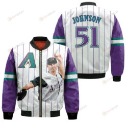 Arizona Diamondbacks Randy Johnson 51 Player Purple For Dbacks Fans Bomber Jacket 3D Printed