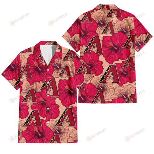 Arizona Diamondbacks Red Beige Hibiscus Beige Background 3D Hawaiian Shirt