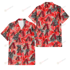 Arizona Diamondbacks Red Hibiscus Gray Leaf Beige Background 3D Hawaiian Shirt