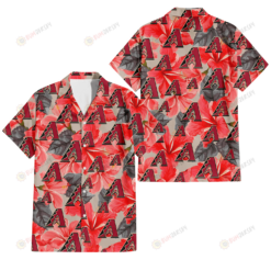 Arizona Diamondbacks Red Hibiscus Gray Leaf Gainsboro Background 3D Hawaiian Shirt