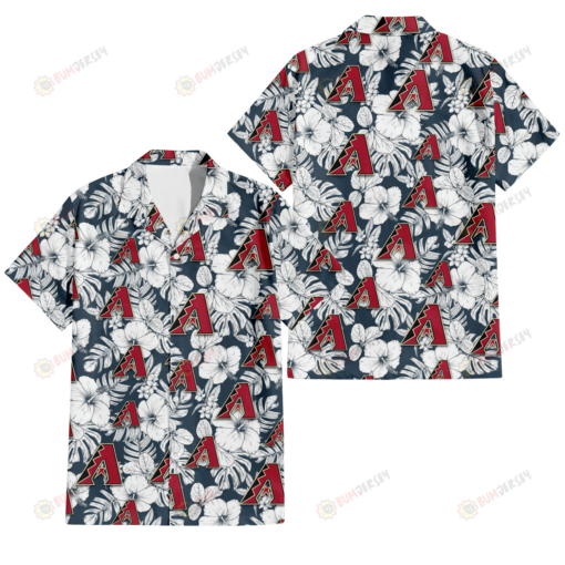 Arizona Diamondbacks Sketch Hibiscus Leaf Dark Gray Background 3D Hawaiian Shirt