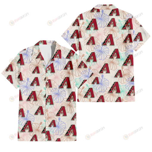 Arizona Diamondbacks Sketch Pastel Hibiscus Beige Background 3D Hawaiian Shirt