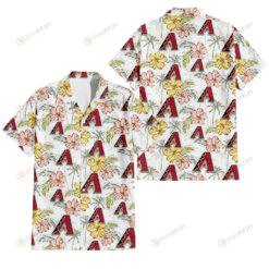 Arizona Diamondbacks Sketch Red Yellow Coconut Tree White Background 3D Hawaiian Shirt