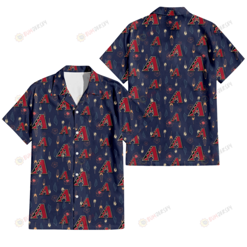 Arizona Diamondbacks Small Hibiscus Buds Navy Background 3D Hawaiian Shirt