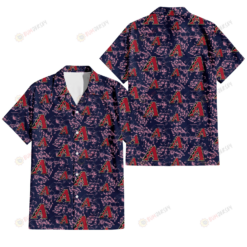 Arizona Diamondbacks Thistle Sketch Hibiscus Dark Slate Blue Background 3D Hawaiian Shirt