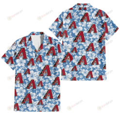 Arizona Diamondbacks White Hibiscus Light Blue Texture Background 3D Hawaiian Shirt