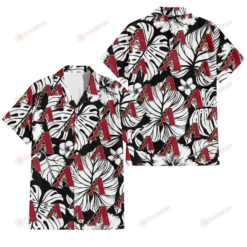 Arizona Diamondbacks White Hibiscus Porcelain Flower Palm Leaf Black 3D Hawaiian Shirt