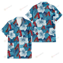 Arizona Diamondbacks White Hibiscus Turquoise Banana Leaf Navy Background 3D Hawaiian Shirt