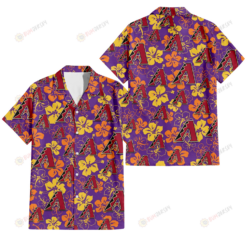 Arizona Diamondbacks Yellow And Orange Hibiscus Purple Background 3D Hawaiian Shirt