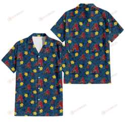 Arizona Diamondbacks Yellow Hibiscus Cadet Blue Leaf Navy Background 3D Hawaiian Shirt