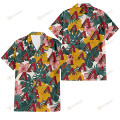 Arizona Diamondbacks Yellow Hibiscus Green Banana Leaf Pink Porcelain Flower 3D Hawaiian Shirt