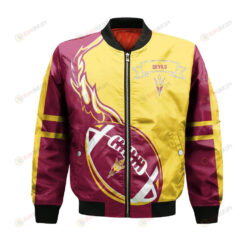 Arizona State Sun Devils Bomber Jacket 3D Printed Flame Ball Pattern