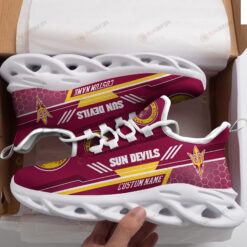 Arizona State Sun Devils Logo Custom Name Pattern 3D Max Soul Sneaker Shoes In Red