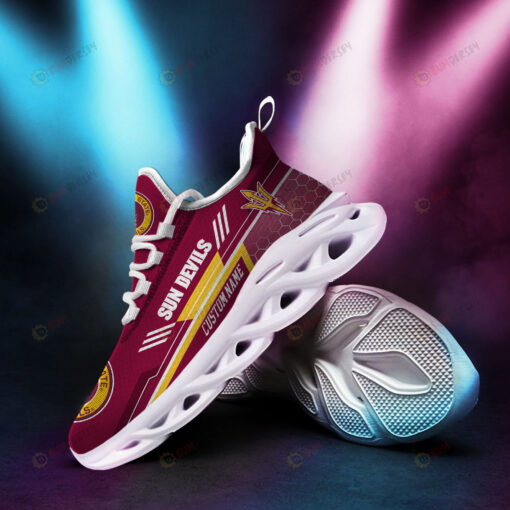 Arizona State Sun Devils Logo Pattern Custom Name 3D Max Soul Sneaker Shoes In Maroon