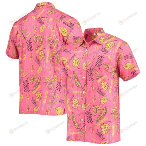 Arizona State Sun Devils Maroon Vintage Floral Button-Up Hawaiian Shirt