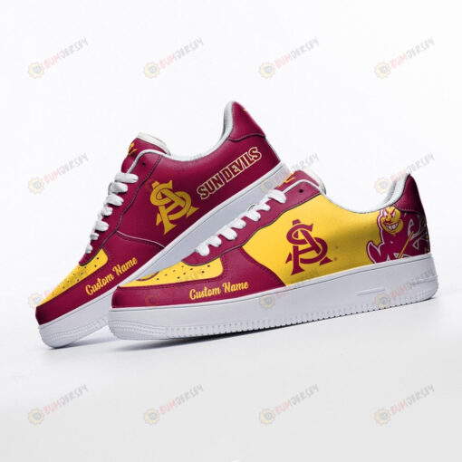 Arizona State Sun Devils Mascot Logo Pattern Custom Name Air Force 1 Printed