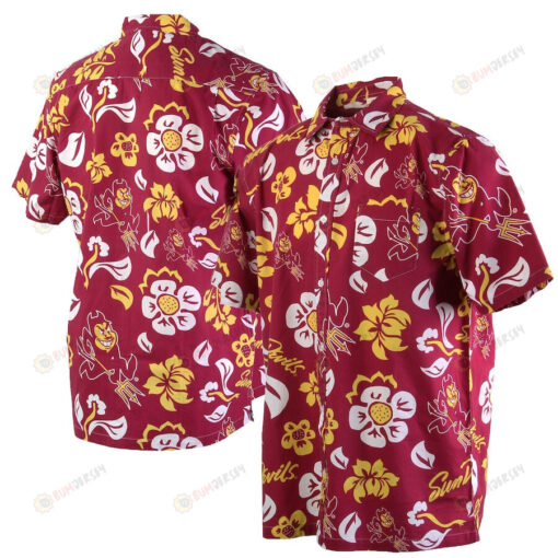 Arizona State Sun Devils Red Floral Button-Up Hawaiian Shirt