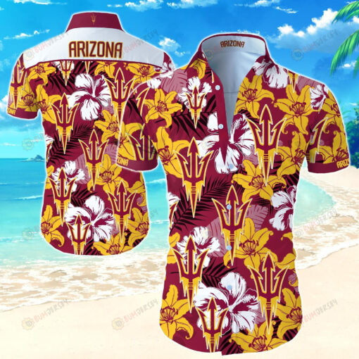 Arizona State Sun Devils Short Sleeve Curved Hawaiian Shirt Summer
