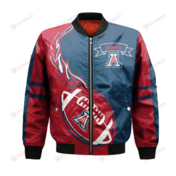 Arizona Wildcats Bomber Jacket 3D Printed Flame Ball Pattern