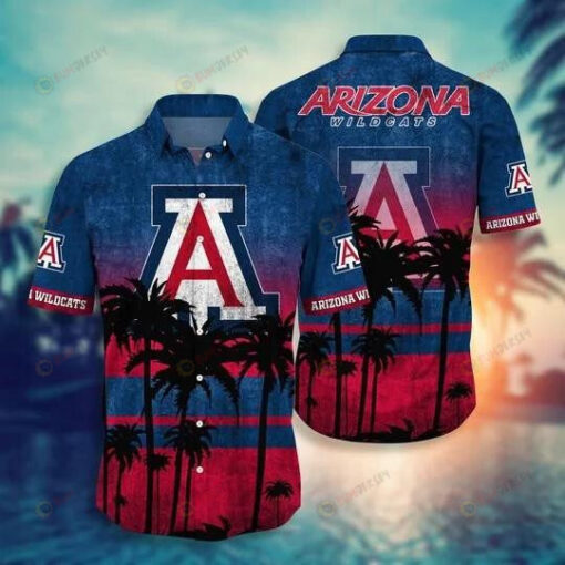 Arizona Wildcats In blue Red Curved Hawaiian Shirt