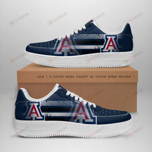 Arizona Wildcats Logo Stripe Pattern Air Force 1 Printed In Dark Blue