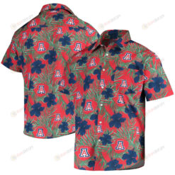 Arizona Wildcats Navy Floral Button-Up Hawaiian Shirt