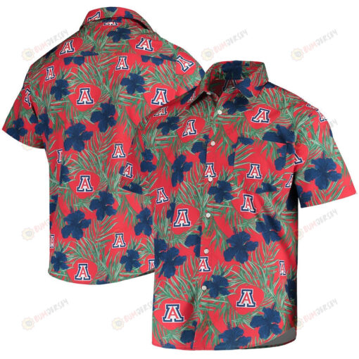 Arizona Wildcats Navy Floral Button-Up Hawaiian Shirt