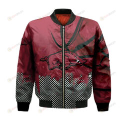 Arkansas Razorbacks Bomber Jacket 3D Printed Basketball Net Grunge Pattern