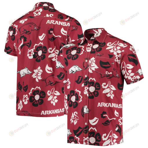 Arkansas Razorbacks Cardinal Floral Button-Up Hawaiian Shirt - Red