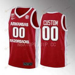 Arkansas Razorbacks Custom 00 Jersey 2022-23 College Basketball Red 100 Season Uniform