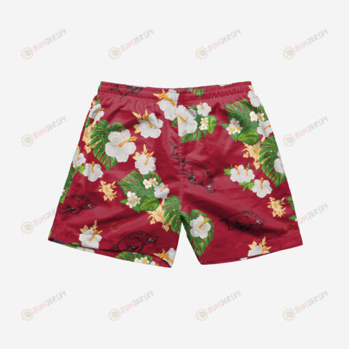 Arkansas Razorbacks Floral Hawaiian Men Shorts Swim Trunks - Print Shorts